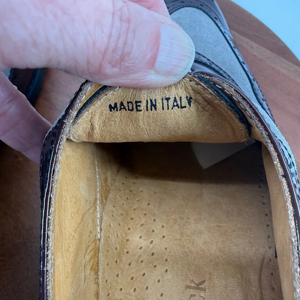 Paul Frederick Cuoio Wingtip Square Toe Oxford Dress Shoes  Italy Mens 12